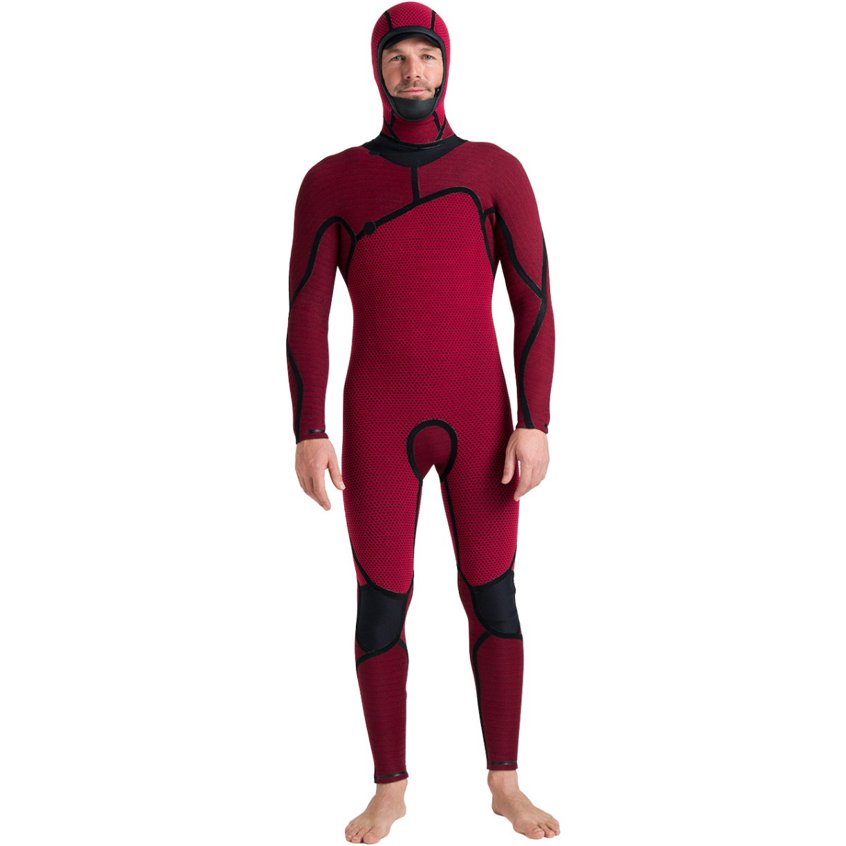 2026 C-Skins Mens Nuwave Wired 6/5mm Hooded Chest Zip Wetsuit CWI65MH - Black / Black / Blue